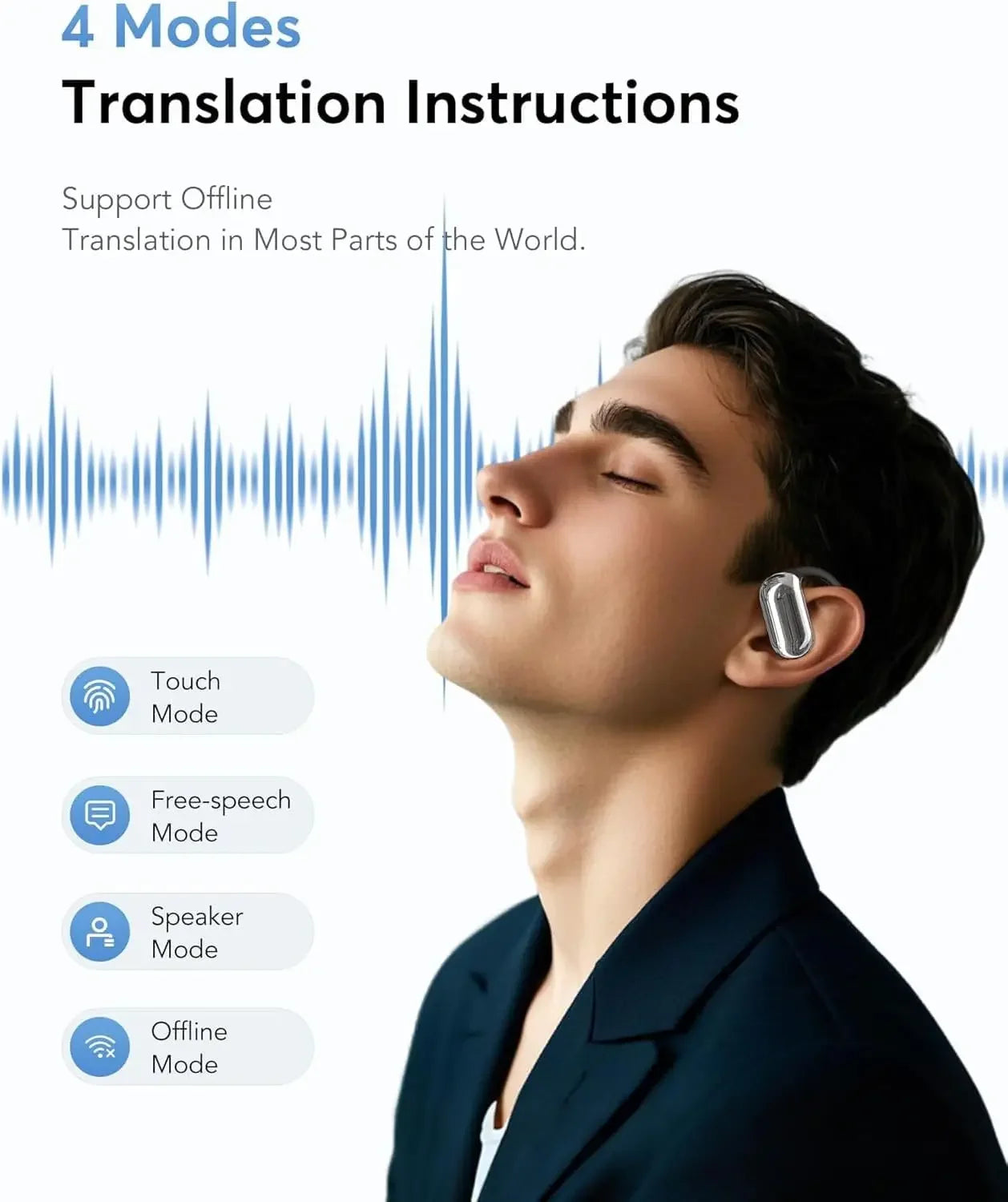 AI Real Time Translator Earbuds 144 Languages ANC Business