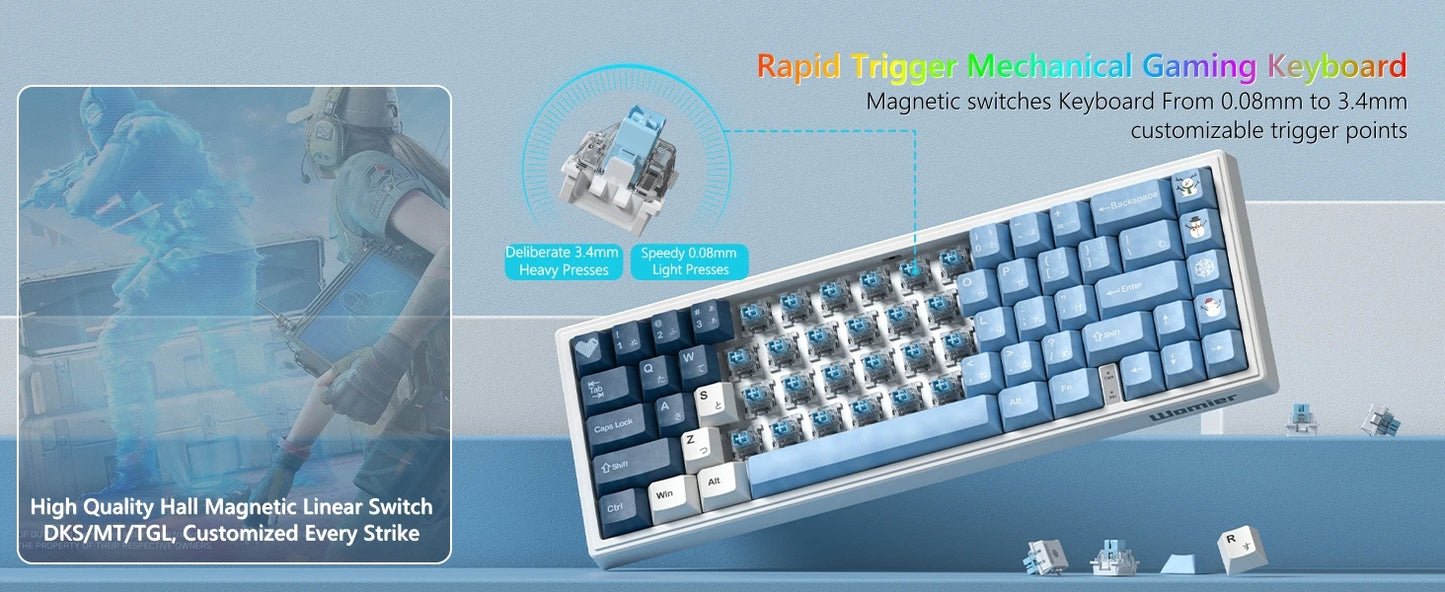 Tastiera meccanica 68 tasti effetto Hall RGB cablata compatta