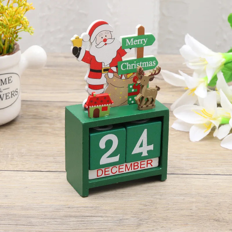 Adorno de calendario de cuenta regresiva de madera para Navidad, decoración de mesa