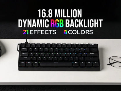 Teclado mecánico intercambiable en caliente del 60 por ciento aluminio RGB Hall