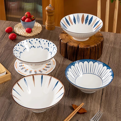 Cuenco de ramen de porcelana japonesa para fideos de 8 pulgadas grande