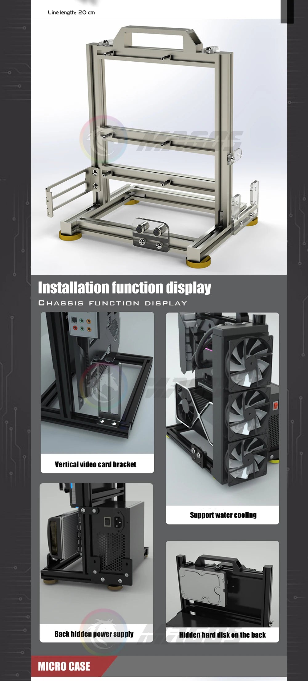 Boîtier PC Open Frame Modulaire ATX MATX ITX Aluminium Rack