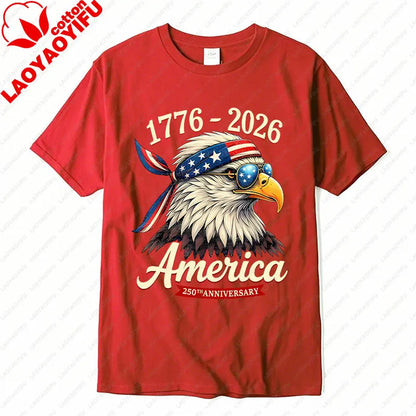 Soft Unisex Bald Eagle Graphic Tee - Short-Sleeve, Durable Cotton, For 250th Anniversary Independence Day Celebration