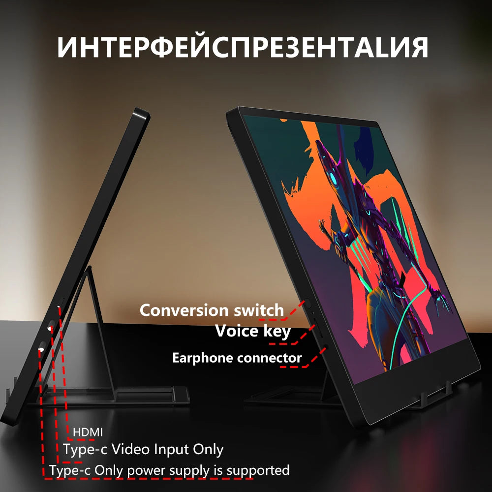 Monitor portátil 14 pulgadas 60Hz pantalla de viaje con altavoces