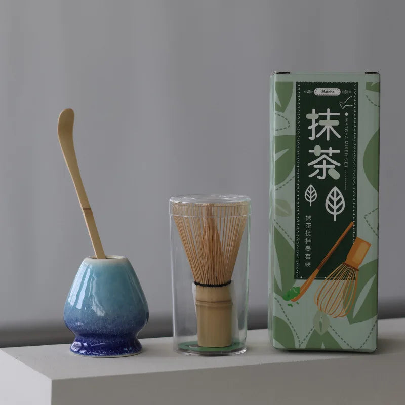 Keramisk Matcha Tesett med Bambusvisp Gaveeske Sett
