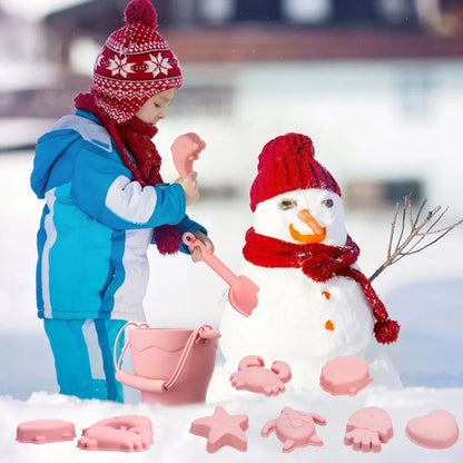 Silikon Strandspielzeug Set 8-teilig Eimer und Formen Kinder Sandspiel Sommer 2025 Flexibel Einfach zu Reinigen Sicheres Geschenk