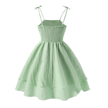 Soft Girls' Princess Dress - Tiered Sling Dress, Flattering, Polyester, For Birthday Party