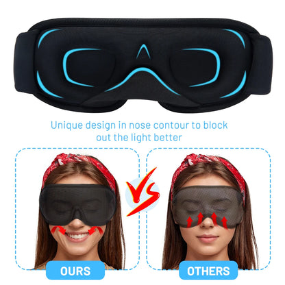 3D Sleep Eye Mask – Light Blocking, Soft and Breathable Eyeshade for Travel and Night Rest