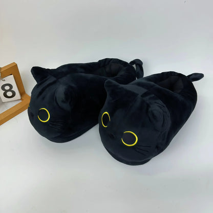 Weiche, gemütliche Unisex-Hausschuhe - Siamkatzen-Plüsch Cartoon-Design, Canvas, für den Innenbereich