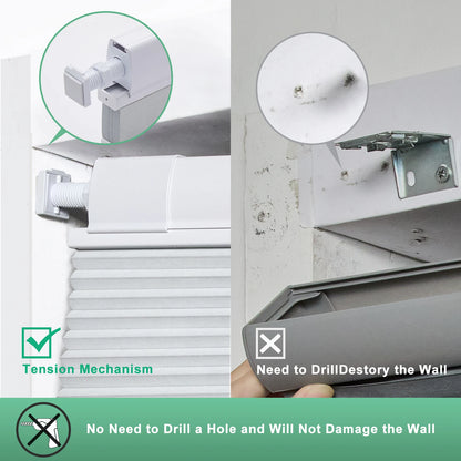 No Drill Honeycomb Blinds Cordless Thermal Insulated 1" Cell Fabric