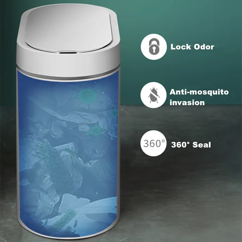 Sensor Trash Can Touchless 8L Kitchen Bathroom Bin Compact