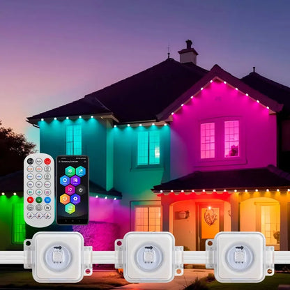 Smart RGBIC Permanent Outdoor LED Fairy Christmas Lights  - Waterproof Eaves Lighting for Christmas and Holiday Decor, Bluetooth Control