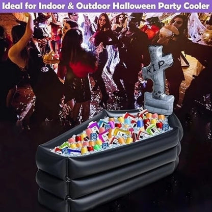 Opblaasbare Halloween-schedel, grafsteen en doodskist van PVC, griezelige sfeerdecoratie voor binnen en buiten, spookhuis 2026