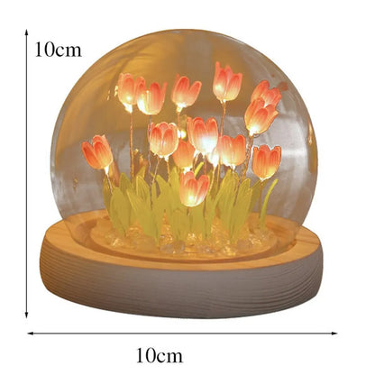 Handgemachte LED-Tulpenblumen-Nachtlampe - DIY-Dekorationslampe für das Schlafzimmer, ein perfektes Valentinstagsgeschenk