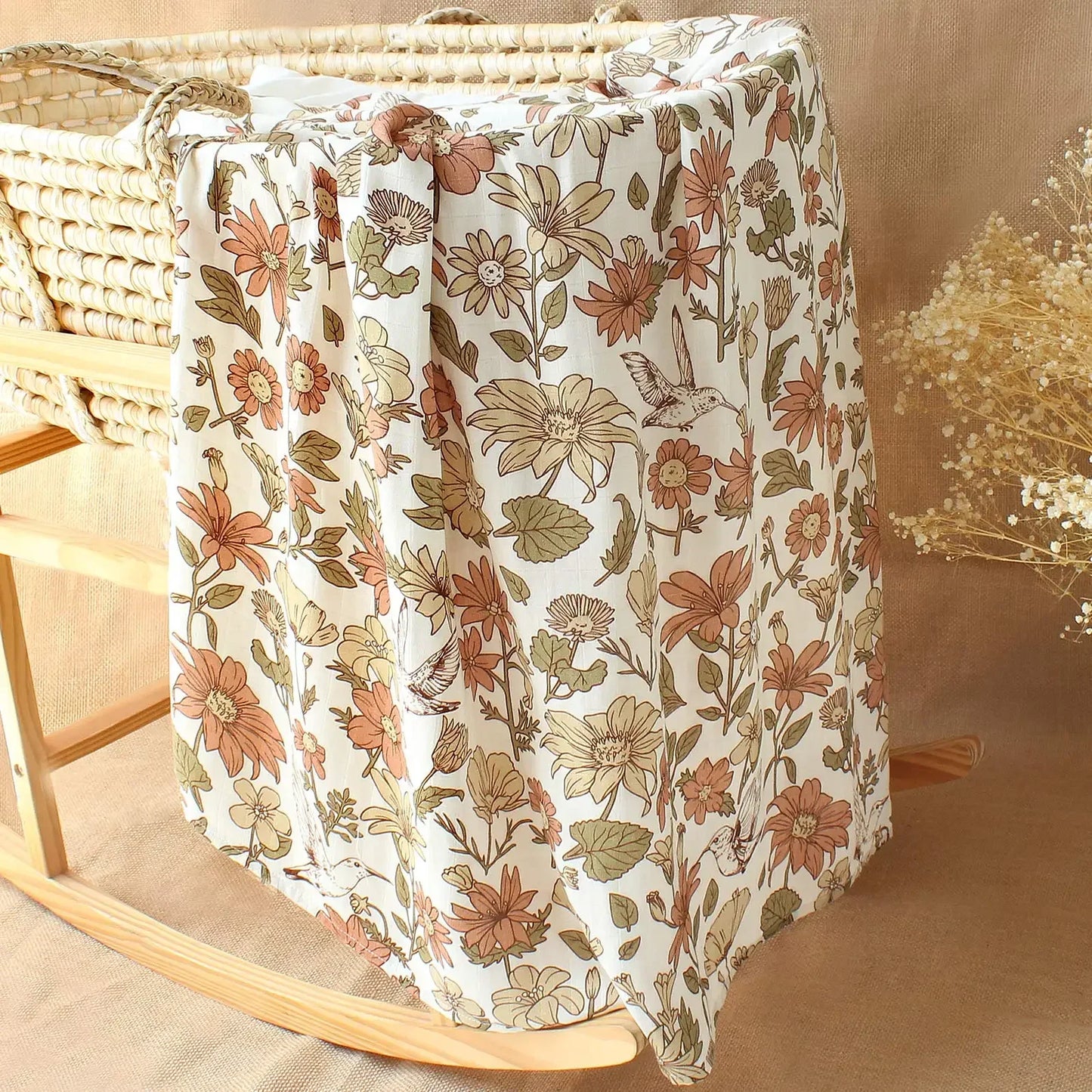 Bambus Musselin Pucktuch 120x120 Cm Blumen Neugeborenen Bettwäsche Herbst 2025 Atmungsaktiv Umweltfreundlich Baby Geschenk