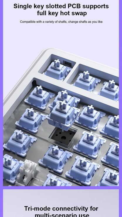 Teclado mecánico para juegos 75% Hot Swap RGB TFT inalámbrico