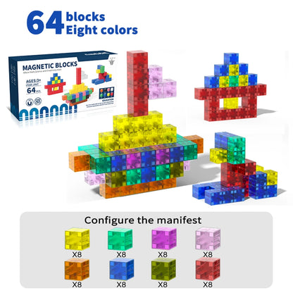 Variant image for Magnetic Building Blocks Set for Toddlers, STEM Learning Toys with Strong Magnets and Vibrant Colors, 30-Piece Magnetic Tiles-3