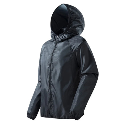 Chaqueta impermeable para hombre para senderismo - con capucha, de secado rápido, poliéster
