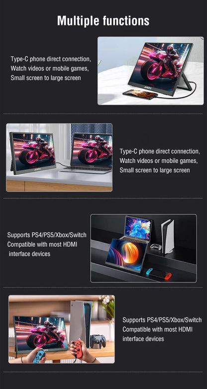 Bærbar 15,6 tommers berøringsskjerm 1080p HDR-spilling på farten