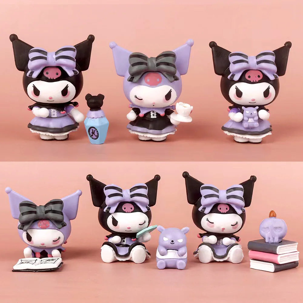 Sanrio Kuromi 6 stk Blindboks actionfigurer - Lucky Divination Series Søte animedukker for samlere