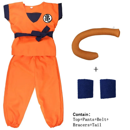 Son Goku Dragon Ball Z-animecosplaykostuumset met staart, polsband en pruik voor volwassenen en kinderen, Halloween 2026