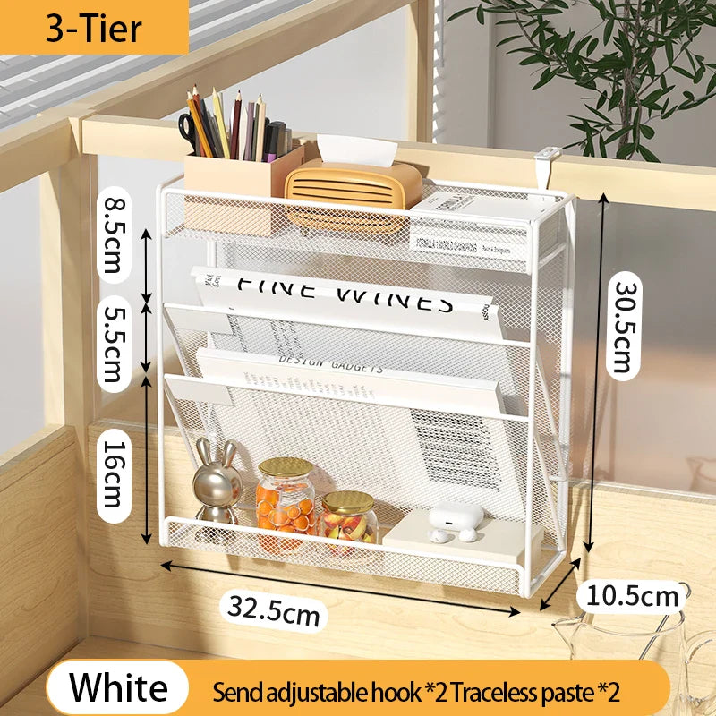 Desk File Organizer 5-Tier Mesh Vertical Wall Mount Desktop Mail Sorter Back To School 2025 Space Saving