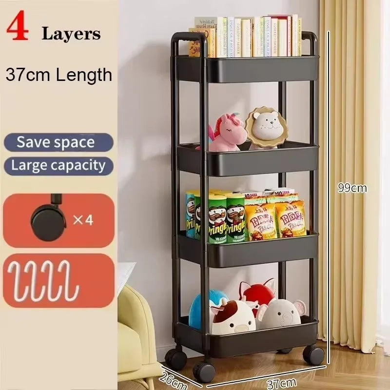 Multi-Layer Mobile Storage Rack Trolley - Home Organizers for Kitchen & Bedroom with Wheels