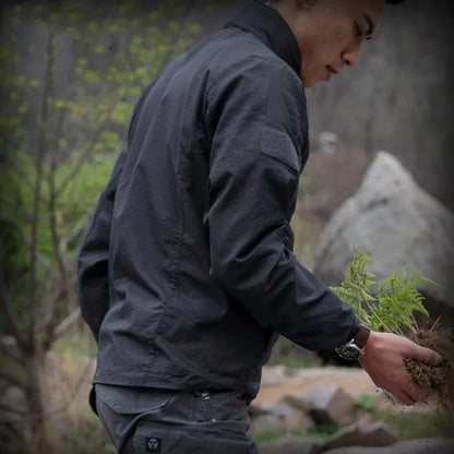 Chaqueta ligera para hombre - Cremallera táctica, poliéster, verano