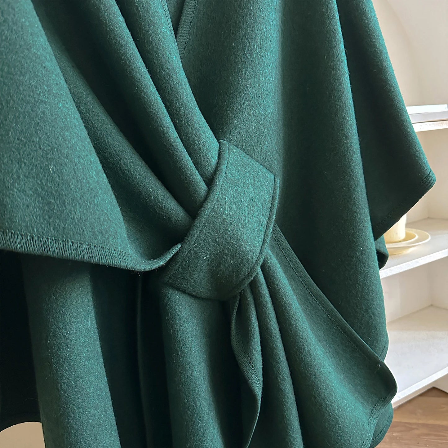 Warm Womens Poncho - Draped Cape Knot, Cashmere Pashmina