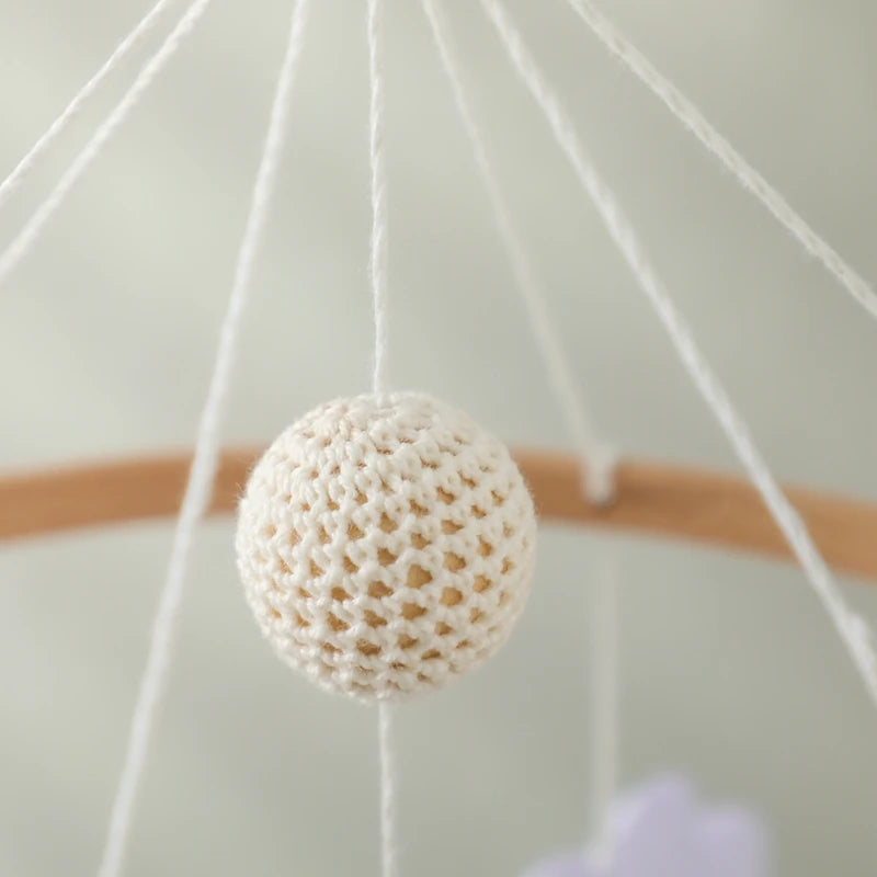 Wooden Felt Animal Crib Mobile With Soothing Calming Music