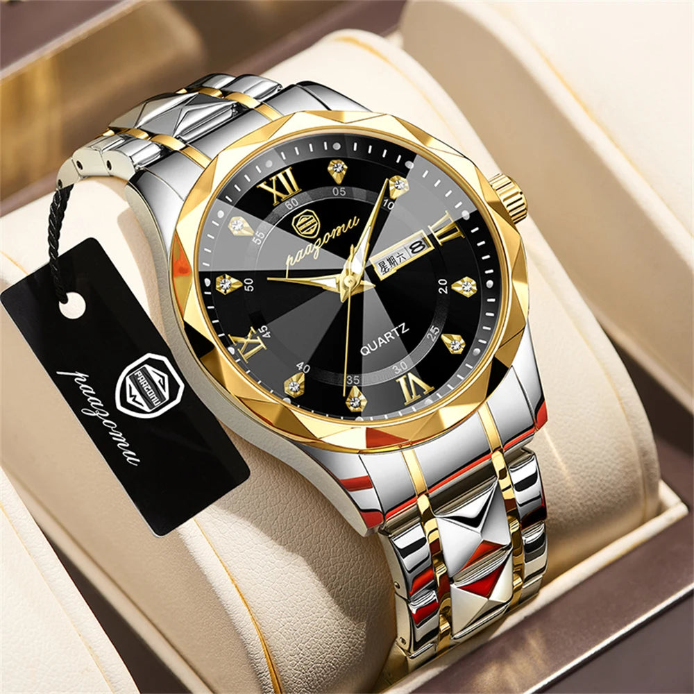 Quartz Stainless Steel Dress Watch Waterproof Glow Dial