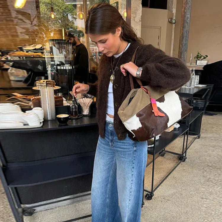 Warm Women’s Button-Up Cardigan - Waist Length Wool Mohair