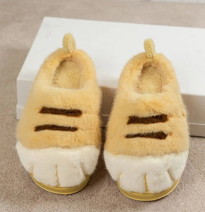 Pantofole calde e accoglienti unisex - design con zampa di gatto in peluche, pelliccia sintetica, uso interno per l'inverno