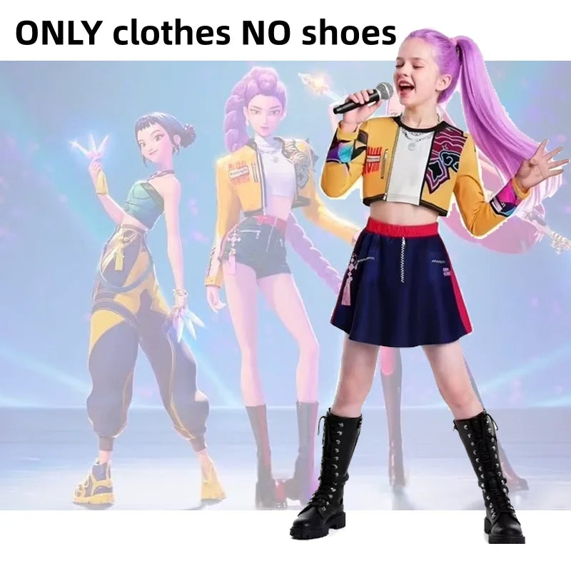 Lightweight Girls Kpop Costume - Jacket Skirt, Cotton