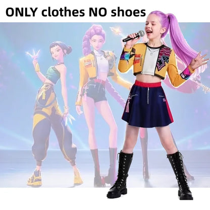 Lightweight Girls Kpop Costume - Jacket Skirt, Cotton