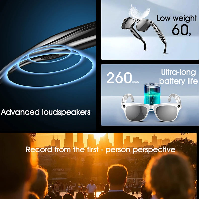 4K AI Smarte Kamera Briller Fotokromiske Reise Håndfri