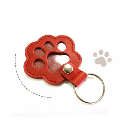 Nyckelring för djurhår med tassberlock PU-läder hårhållare