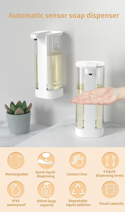 Automatic Sensor Soap Dispenser Touchless Kitchen Bathroom