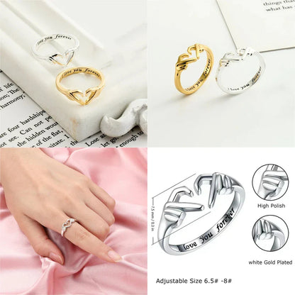 Anillo de Corazón Hueco de Doble Capa Abierto Ajustable Regalo Romántico de Joyería Regalo de San Valentín 2026 Tendencia