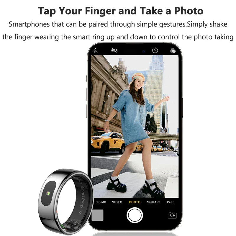 Smart Ring Heart Rate Blood Oxygen Monitor Sleep Tracker 5ATM Waterproof Camera Control Fall 2025 Viral Gift