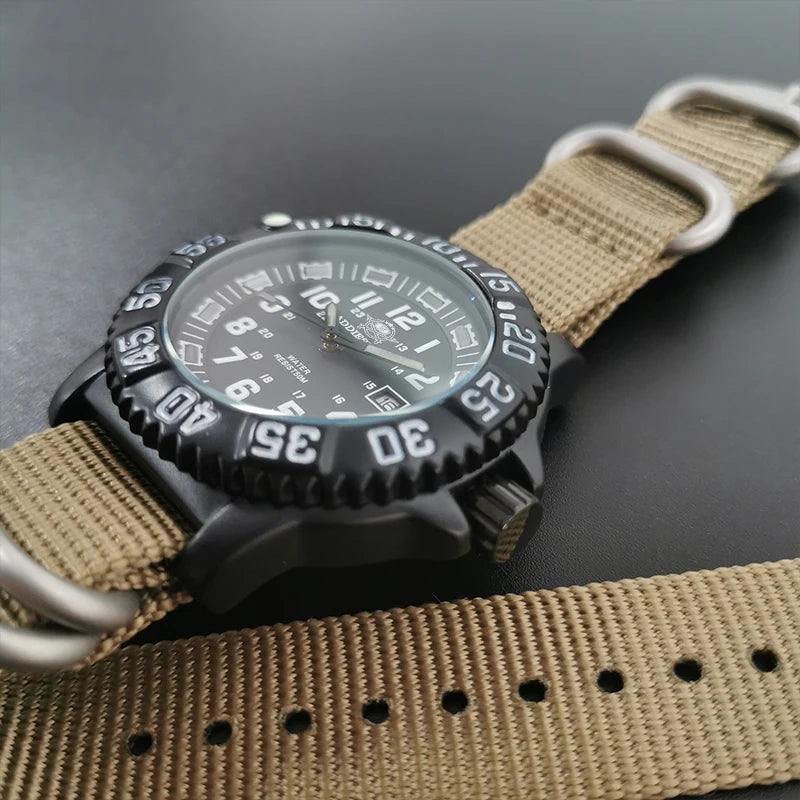 Reloj Militar Correa de Nylon Verde 50m Impermeable Luminoso