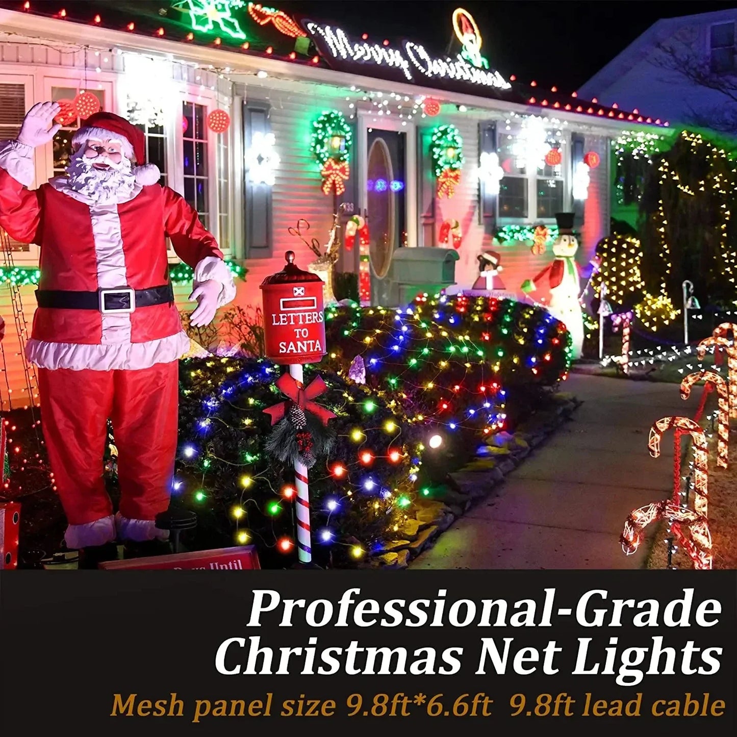 Solar-Powered LED Net Curtain Lights - 8 Modes Waterproof String Fairy Lights for Holiday Decorations, Christmas, Weddings & Outdoor Events