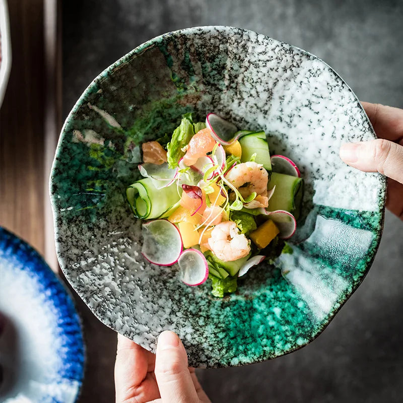 Ciotola per noodle in ceramica giapponese motivo loto ciotola per insalata