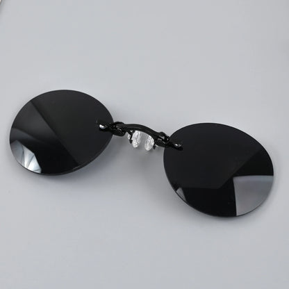 Clip On Nose Glasses UV400 Round Rimless Sunglasses Mini Frameless Vintage Men Eyewear