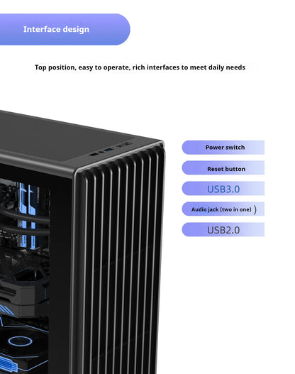 Boîtier PC avec côté en verre Support ATX M ATX ITX Radiateur 360mm