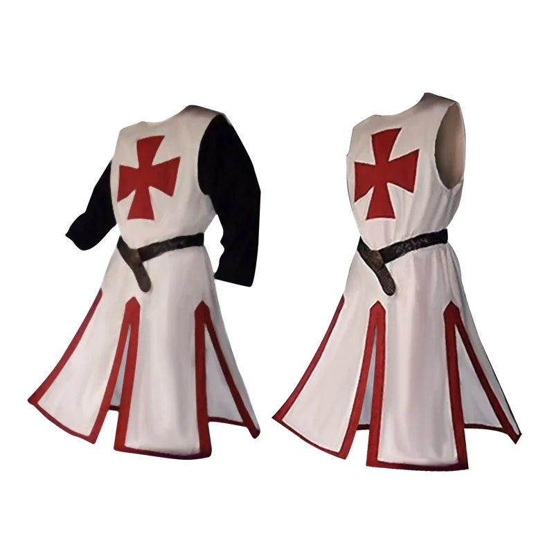 Knights Templar Crusader Cosplay Costume - Authentic Tunic & Cape Set for Halloween, Renaissance Fairs, and Historical Reenactments