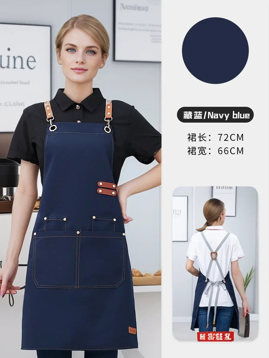 Kitchen Apron Professional Bib Apron Restaurant Work Apron Fall 2025 Waterproof Pockets Durable