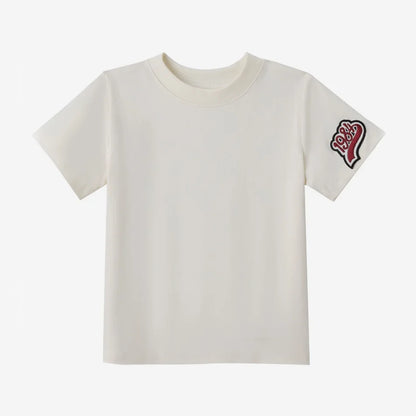 Soft Unisex Kids' Clothing - Patchwork Pinstripe Summer Outfit, Cotton-Polyester, Casual Family Wear