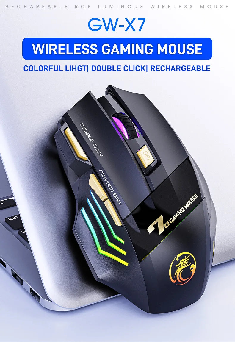 Wireless Gaming Mouse 3200DPI Dual Mode Rechargeable