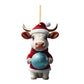 2D Acrylic Cartoon Cow Christmas Ornament - Fun Holiday Decoration, Cute Tree Pendant for Kids, Perfect Xmas Gift & Party Decor